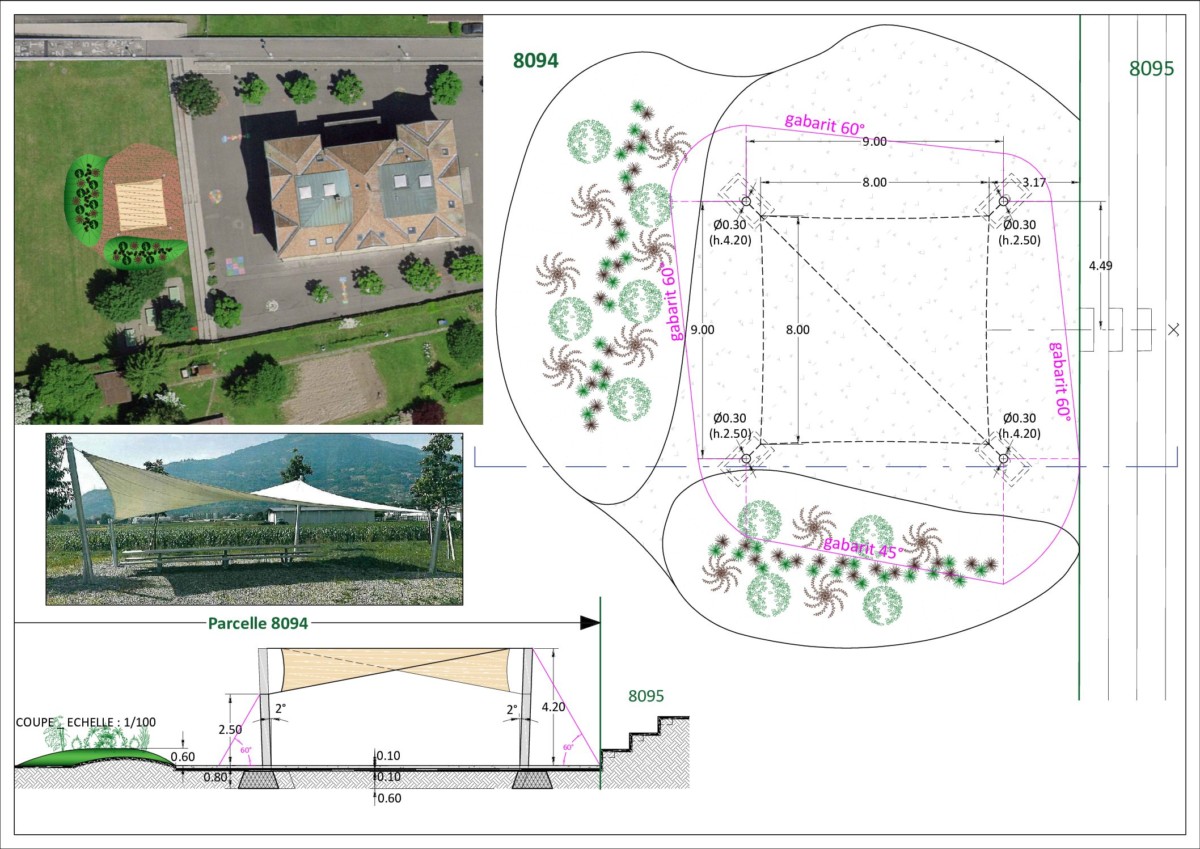 Cour verte et butte végétale au Landeron